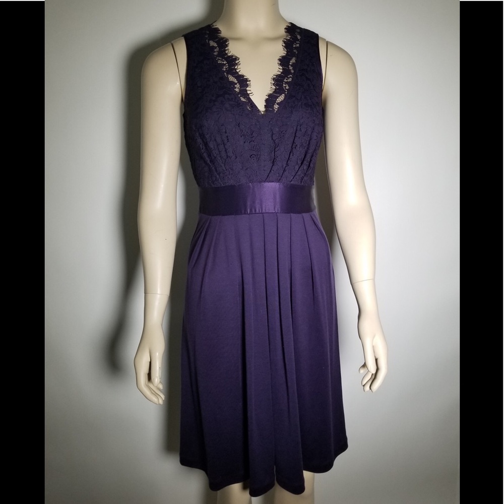 Banana Republic Purple Knit & Lace Dress Size 0